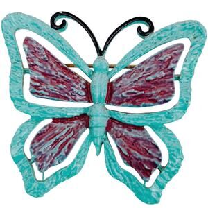 Vintage Signed JJ Butterfly Brooch, Colorful Enamel 1970s 1980s Collectible Pin